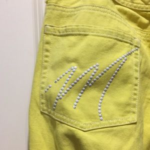 Michael Kors womans straight leg embellished pants Bling Pockets size 12 yellow